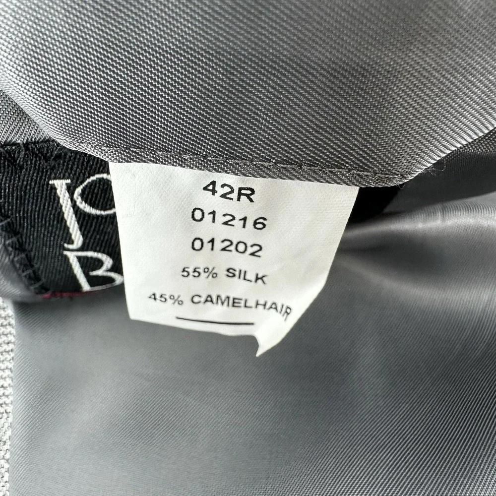Jos A Bank Signature Collection Blazer 42R Gray Silk Camelhair Glen Check Jacket